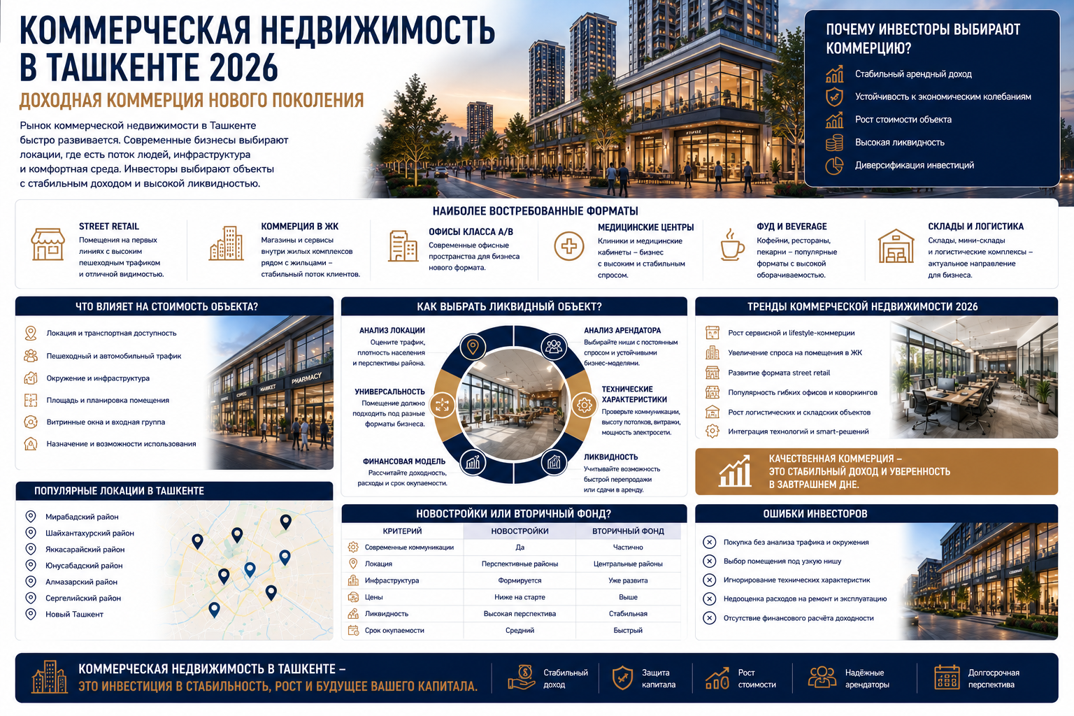 Коммерческая недвижимость в Ташкенте 2026: почему формат «доходной сервисной коммерции» становится новой точкой роста рынка
