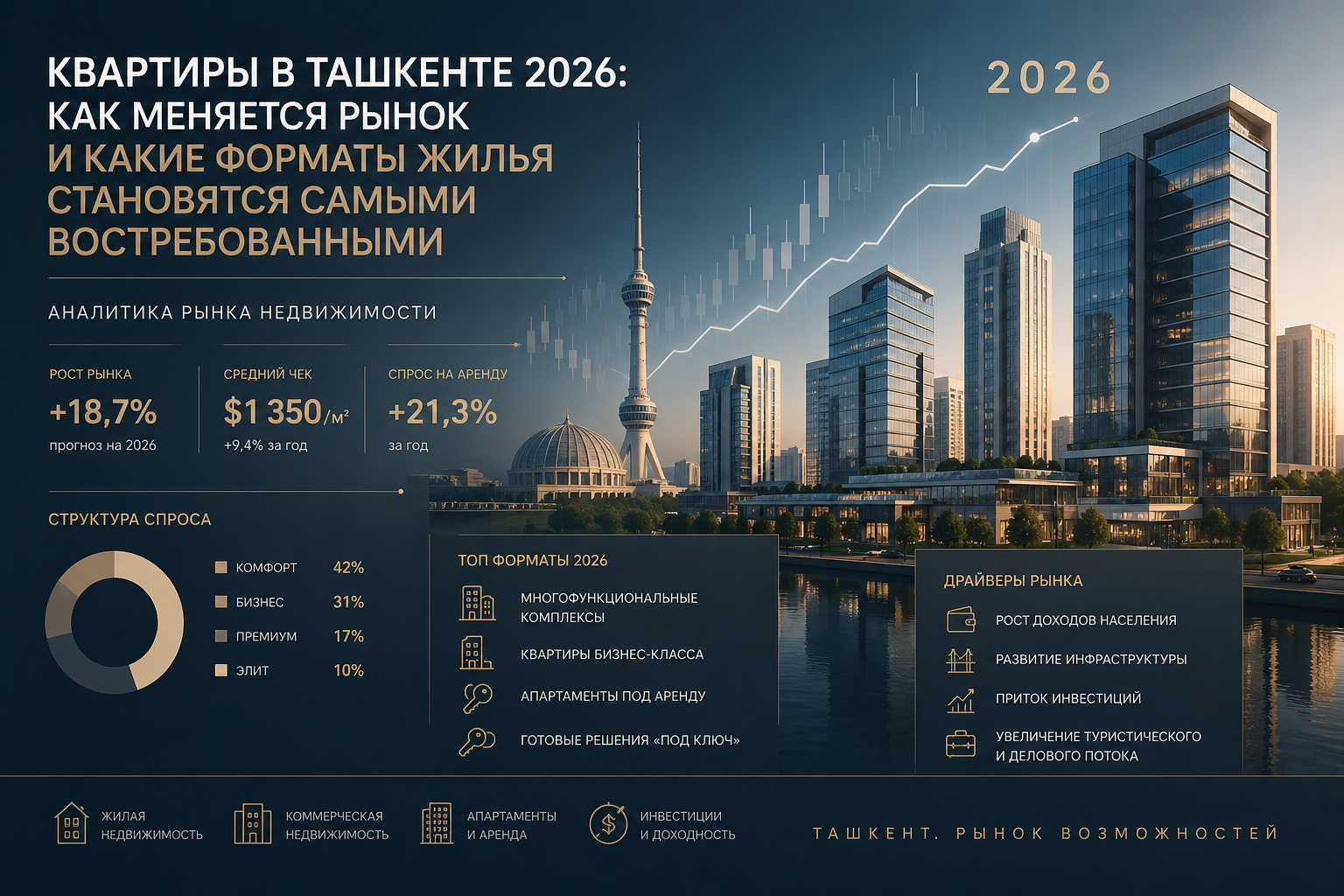 Квартиры в Ташкенте 2026: как меняется рынок и какие форматы жилья становятся самыми востребованными