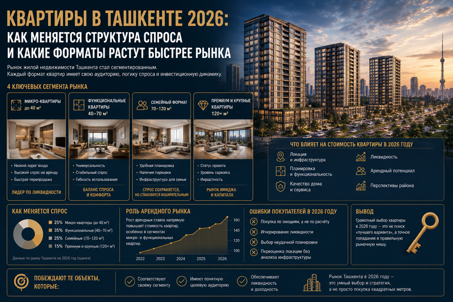 Квартиры в Ташкенте 2026: как меняется структура спроса и какие форматы жилья растут быстрее рынка