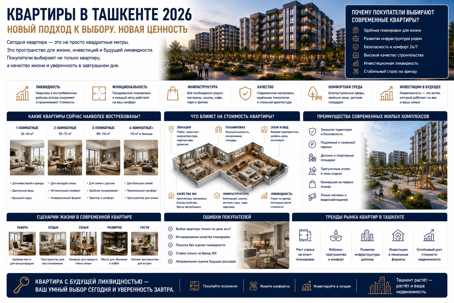 Квартиры в Ташкенте 2026: почему формат «квартиры с будущей ликвидностью» становится новым ориентиром рынка