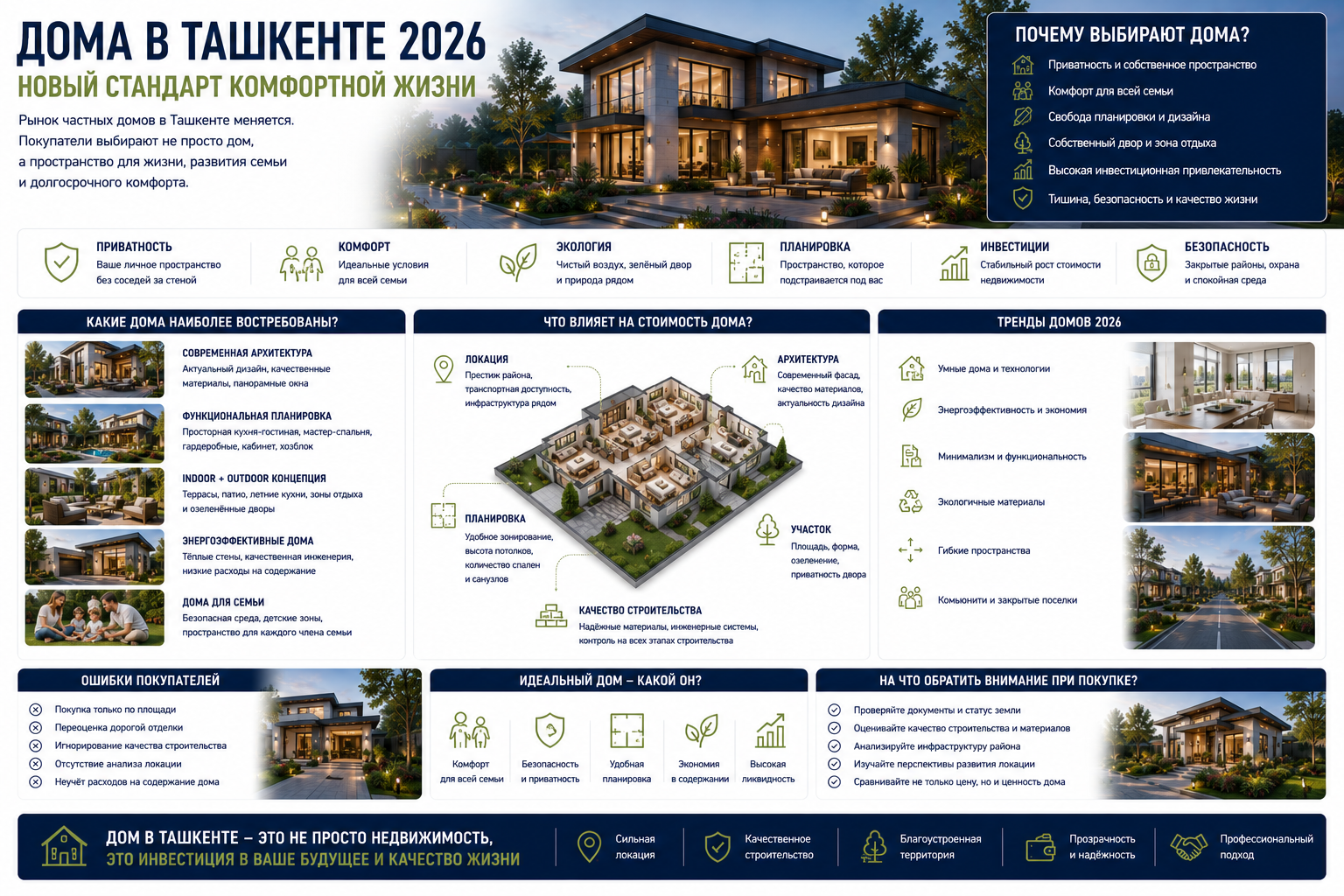 Дома в Ташкенте 2026: почему формат «умного семейного дома» становится новым стандартом частной недвижимости